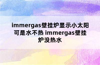 immergas壁挂炉显示小太阳可是水不热 immergas壁挂炉没热水